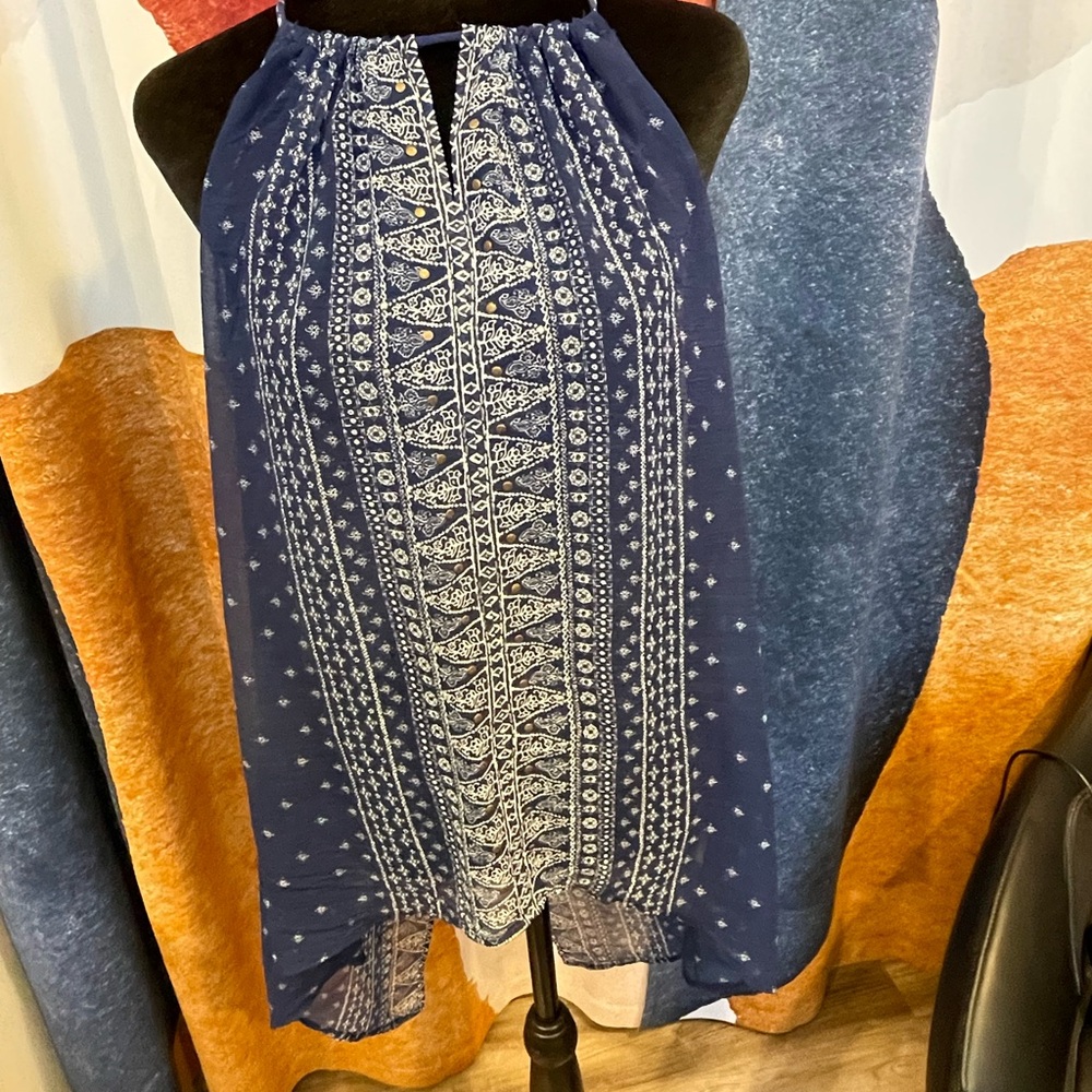 VENUS Navy and White Patterned Camisole